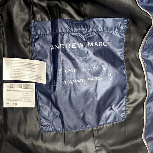 Andrew Marc EUC Navy Down Hooded Zip Jacket L - Picture 10 of 12